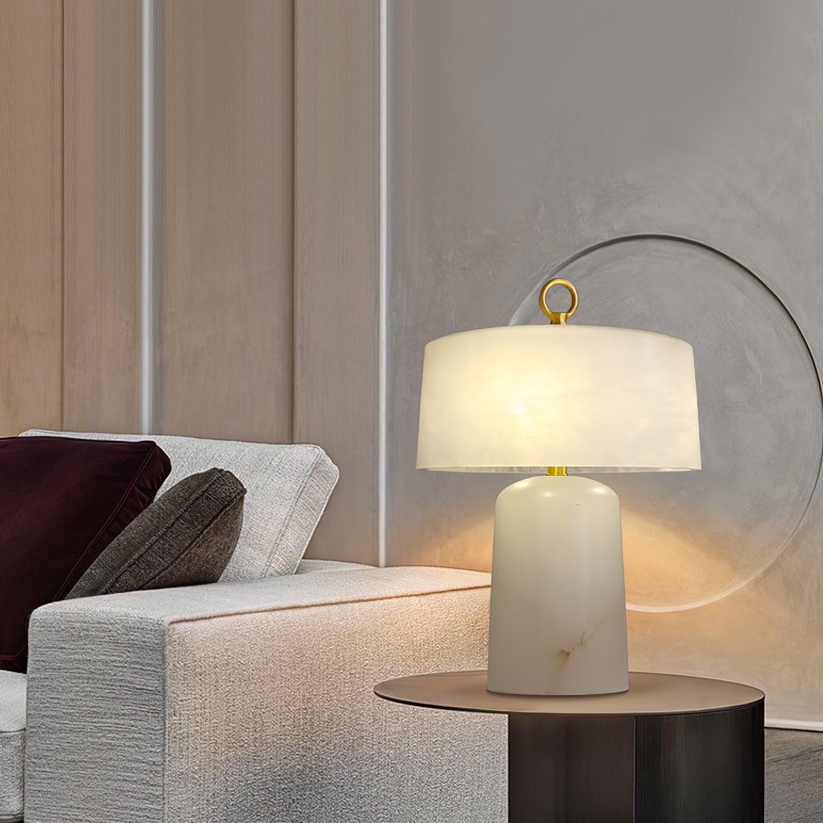 Eurvynyra Drum Alabaster Table Lamp - Blowlighting