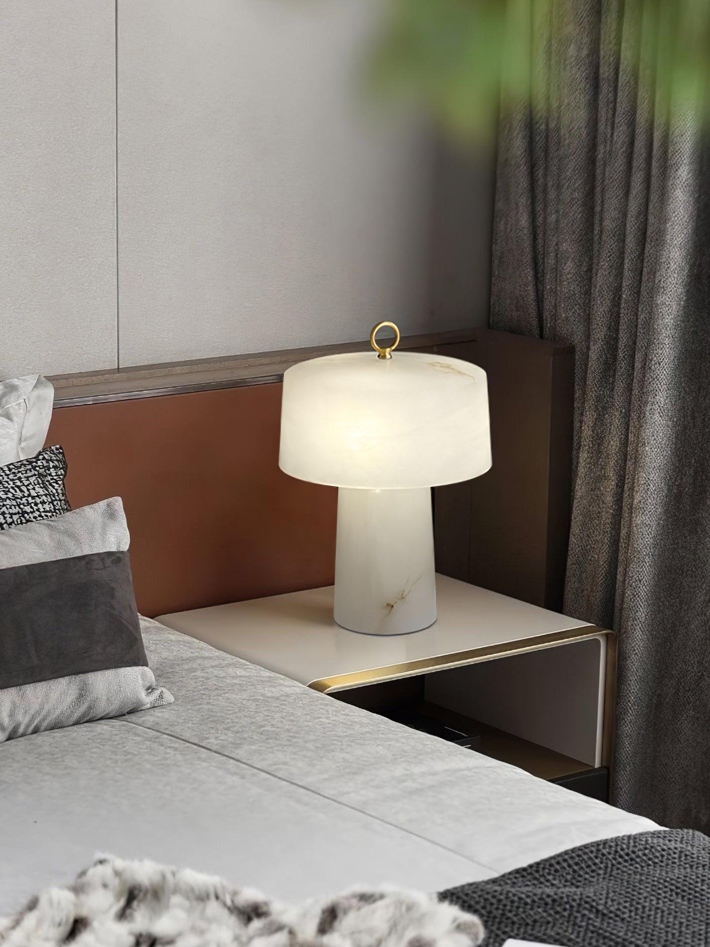 Eurvynyra Drum Alabaster Table Lamp - Blowlighting