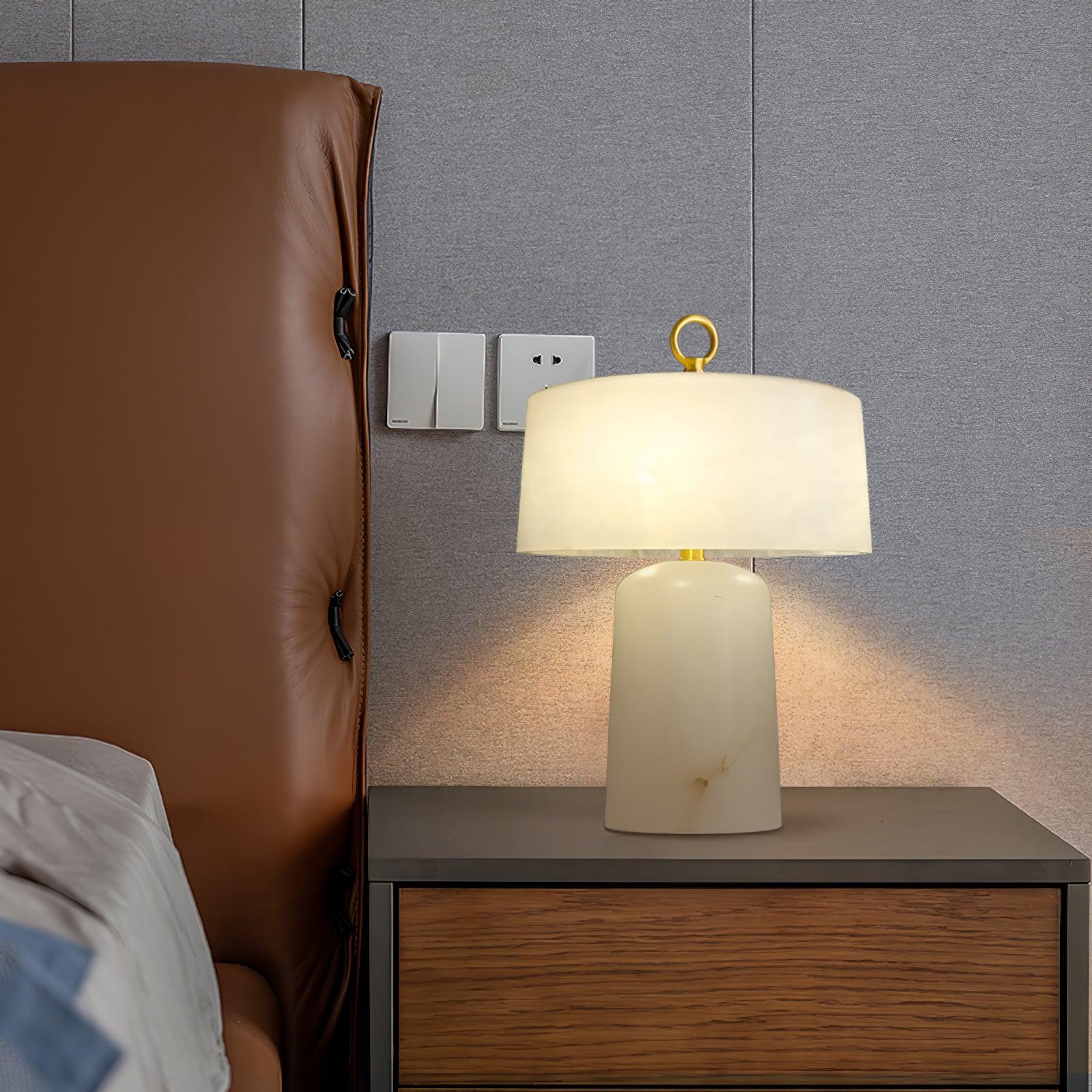 Eurvynyra Drum Alabaster Table Lamp - Blowlighting