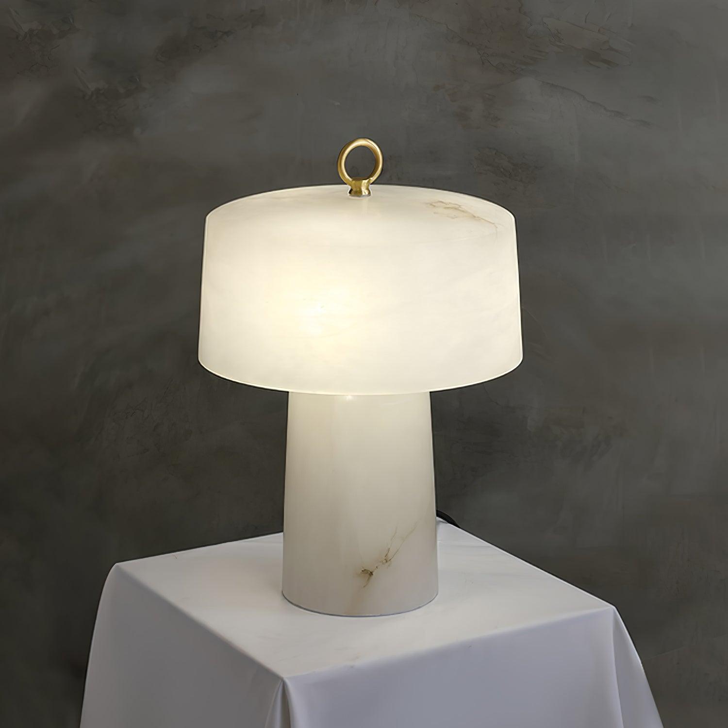 Eurvynyra Drum Alabaster Table Lamp - Blowlighting