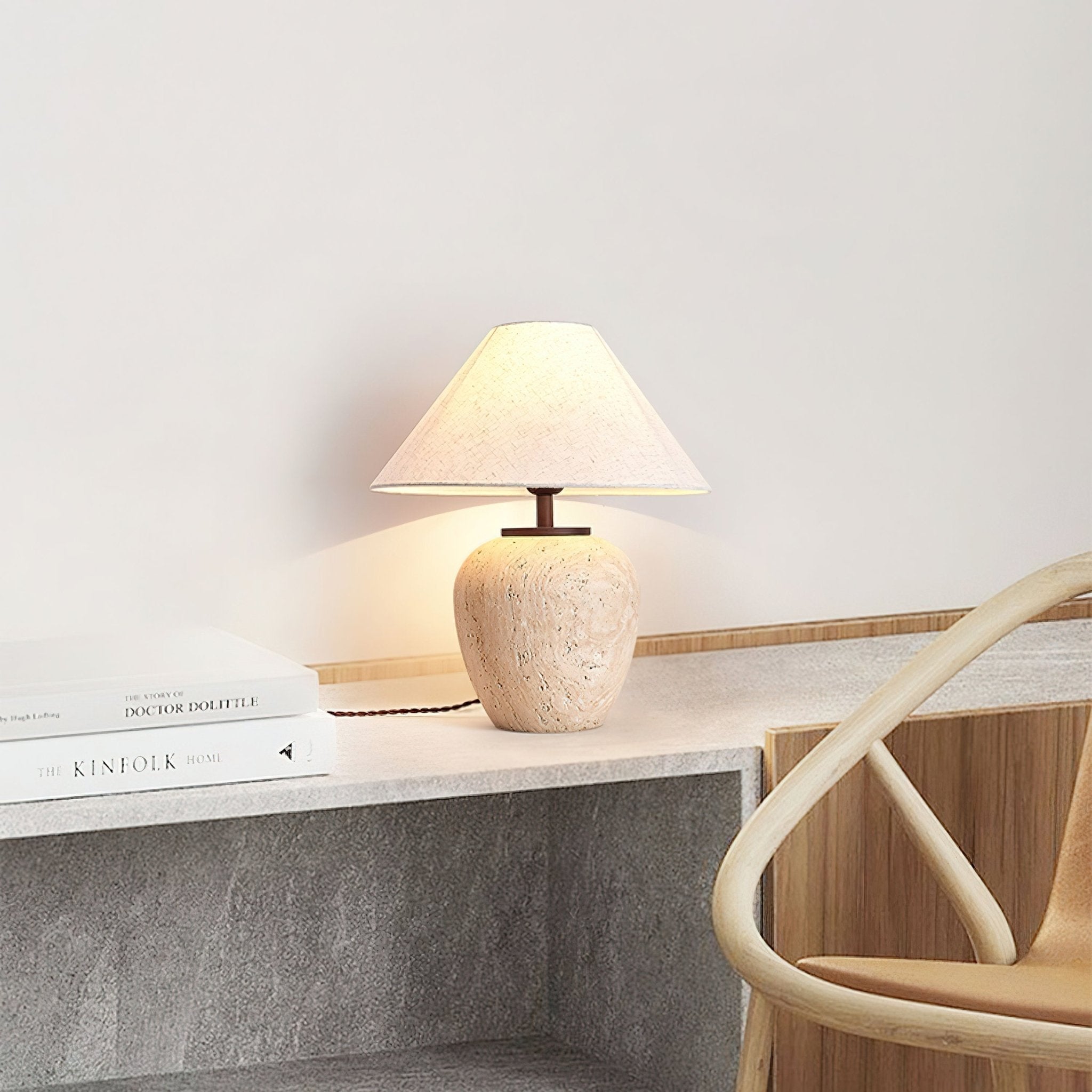 Cazorus Globular Travertine Table Lamp - Blowlighting