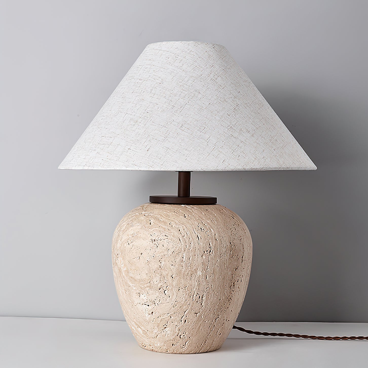 Cazorus Globular Travertine Table Lamp - Blowlighting