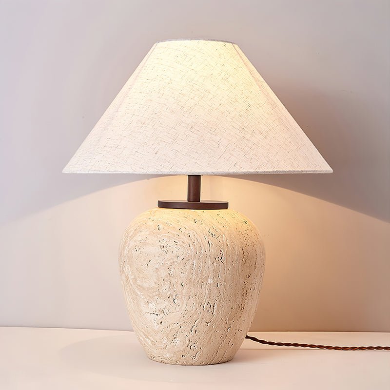 Cazorus Globular Travertine Table Lamp - Blowlighting