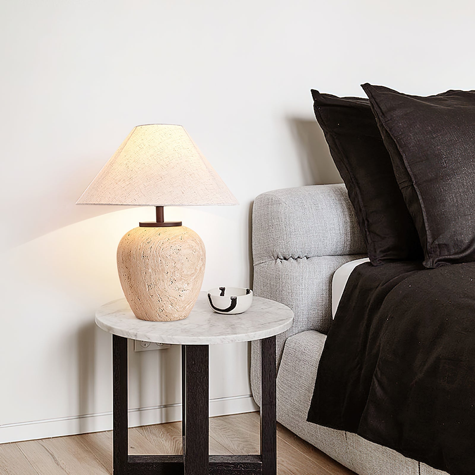 Cazorus Globular Travertine Table Lamp - Blowlighting