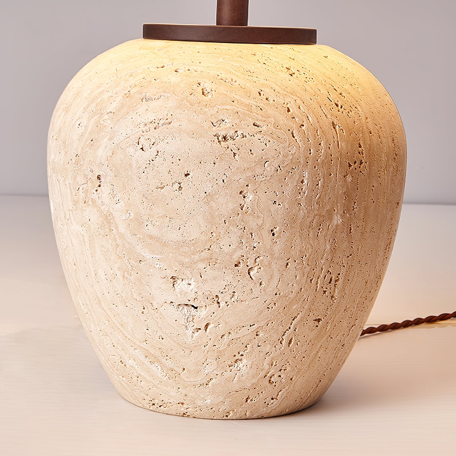 Cazorus Globular Travertine Table Lamp - Blowlighting