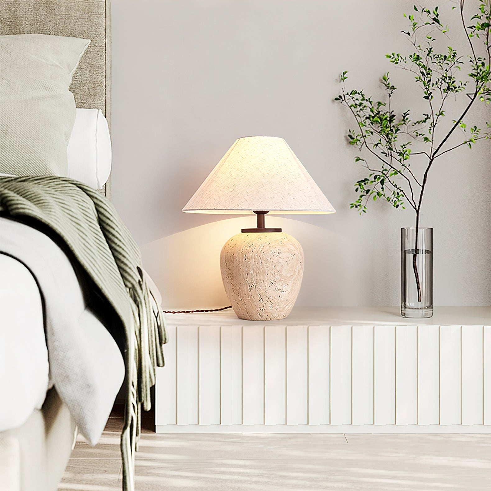 Cazorus Globular Travertine Table Lamp - Blowlighting