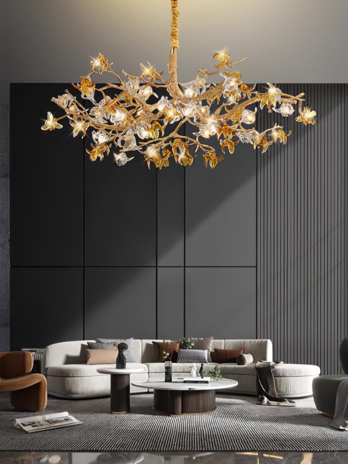 Ulfuvye Postmodern Luxury Branch Brass Crystal Chandelier - Blowlighting