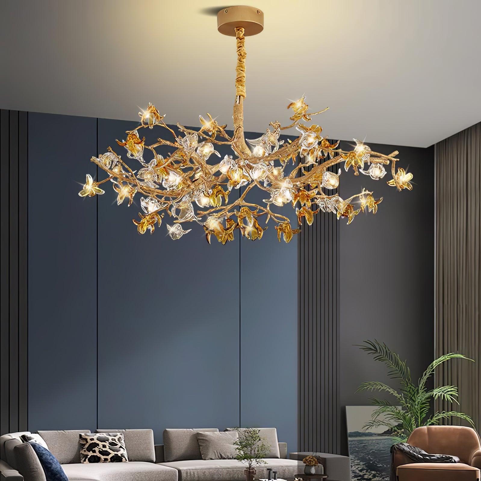 Ulfuvye Postmodern Luxury Branch Brass Crystal Chandelier - Blowlighting