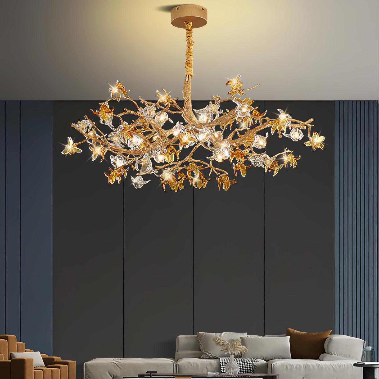Ulfuvye Postmodern Luxury Branch Brass Crystal Chandelier - Blowlighting