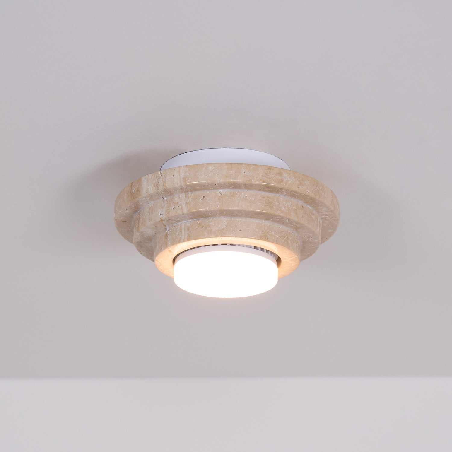 Zadoraris Tiered-Disc Travertine Ceiling Light - Blowlighting