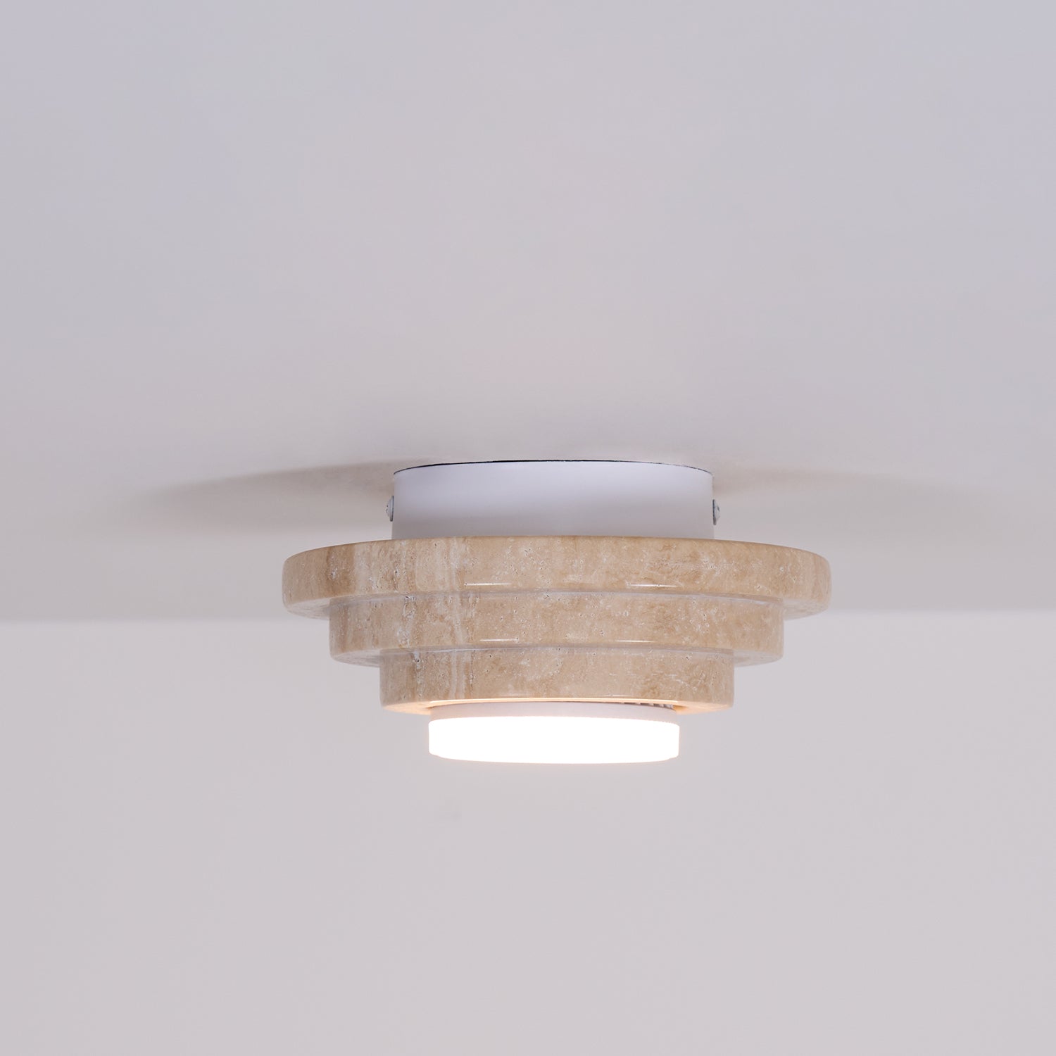 Zadoraris Tiered-Disc Travertine Ceiling Light - Blowlighting