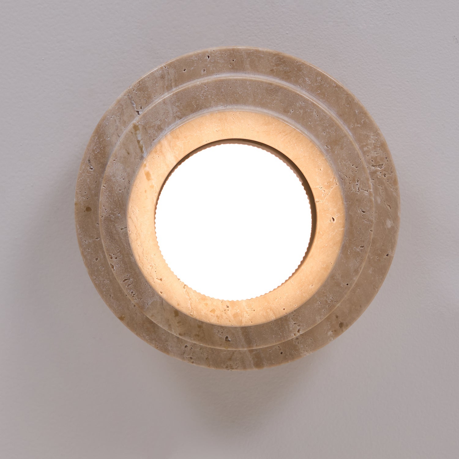 Zadoraris Tiered-Disc Travertine Ceiling Light - Blowlighting