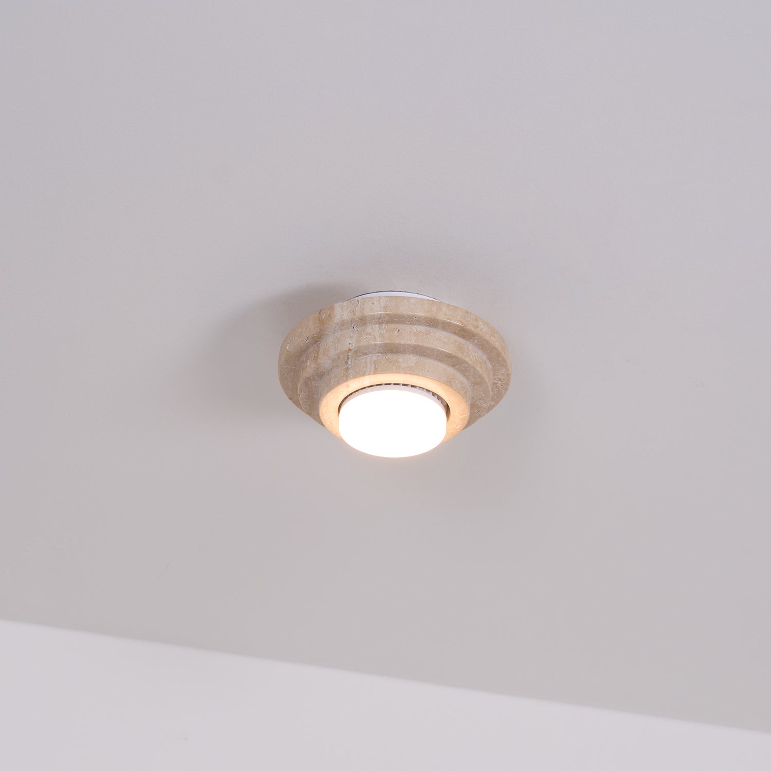 Zadoraris Tiered-Disc Travertine Ceiling Light - Blowlighting