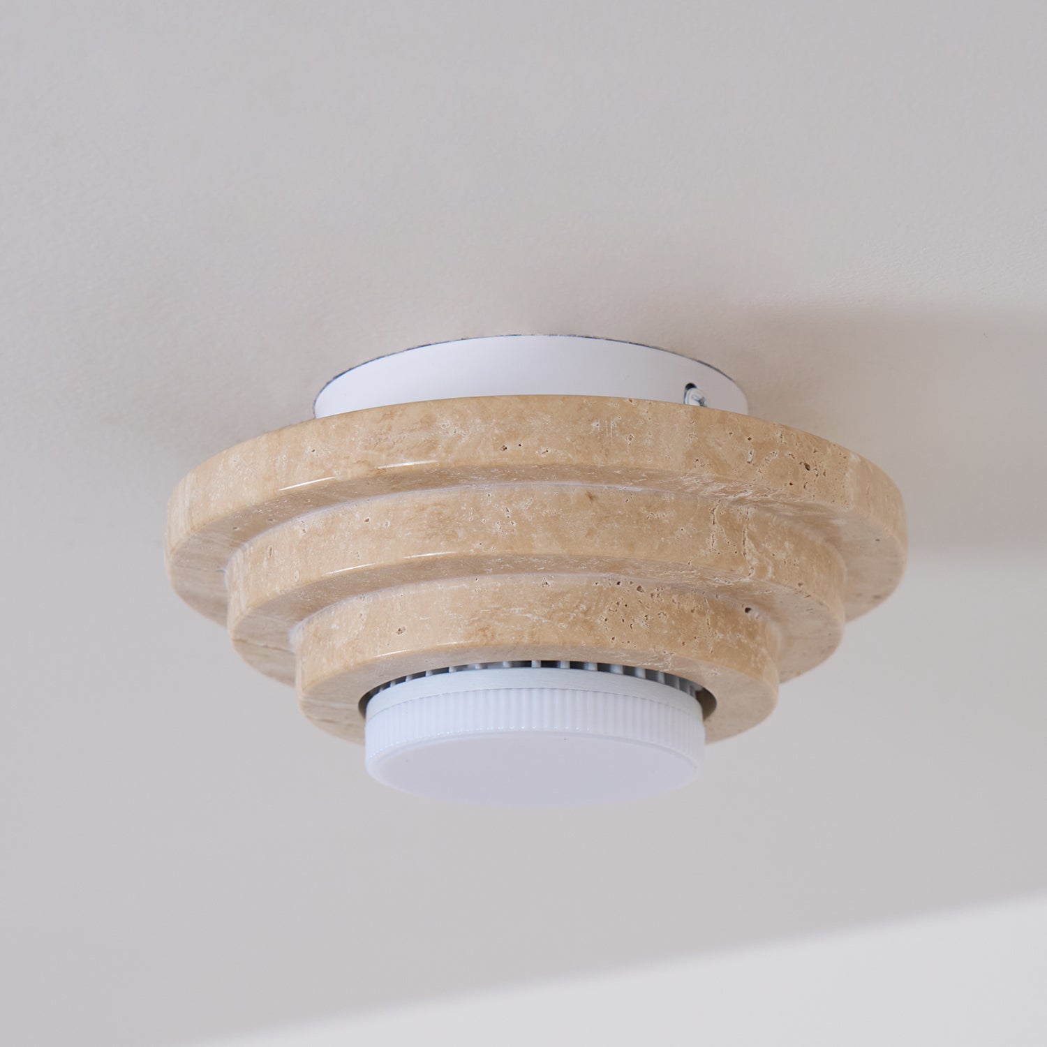 Zadoraris Tiered-Disc Travertine Ceiling Light - Blowlighting