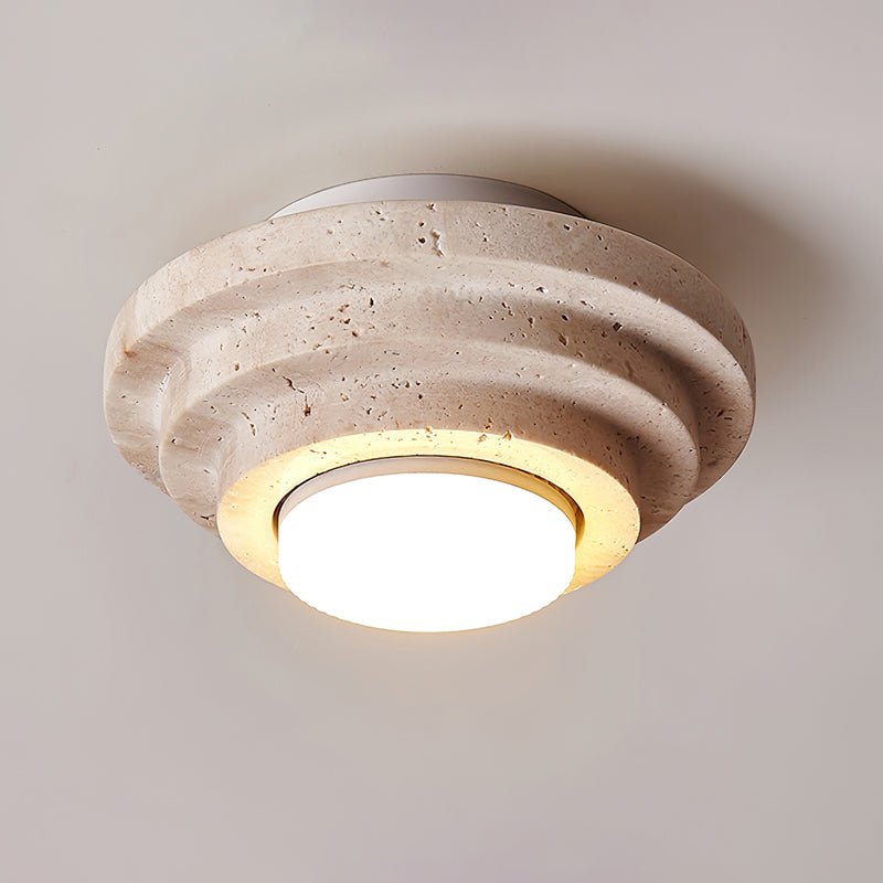 Zadoraris Tiered-Disc Travertine Ceiling Light - Blowlighting