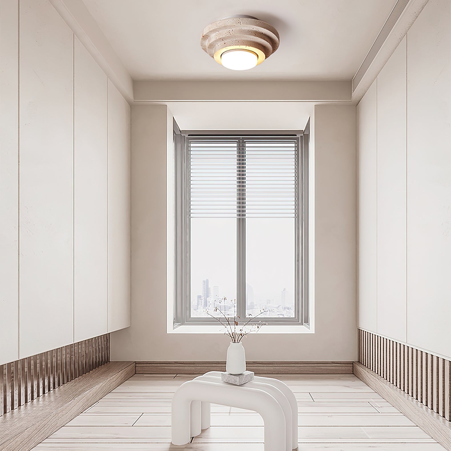 Zadoraris Tiered-Disc Travertine Ceiling Light - Blowlighting