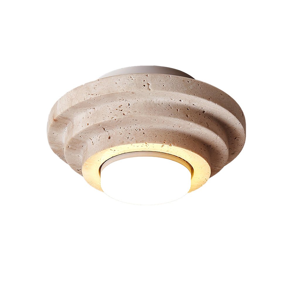 Zadoraris Tiered-Disc Travertine Ceiling Light - Blowlighting