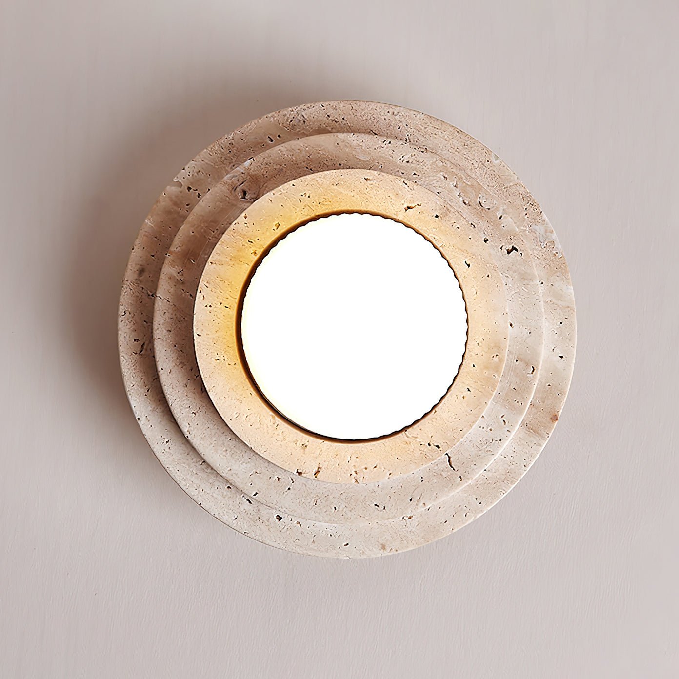 Zadoraris Tiered-Disc Travertine Ceiling Light - Blowlighting