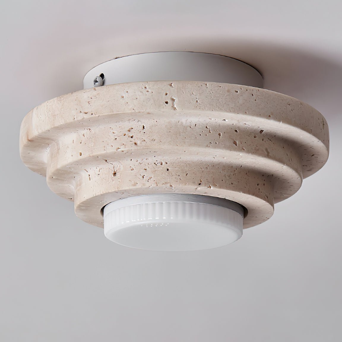 Zadoraris Tiered-Disc Travertine Ceiling Light - Blowlighting