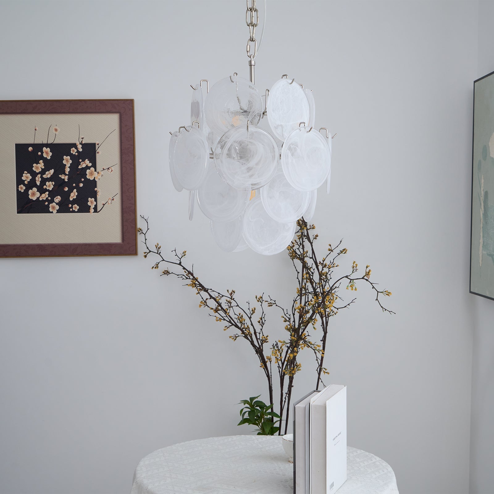 Aurora Chandelier Apricot Murano Glass Disc Layered Artistic - Blowlighting