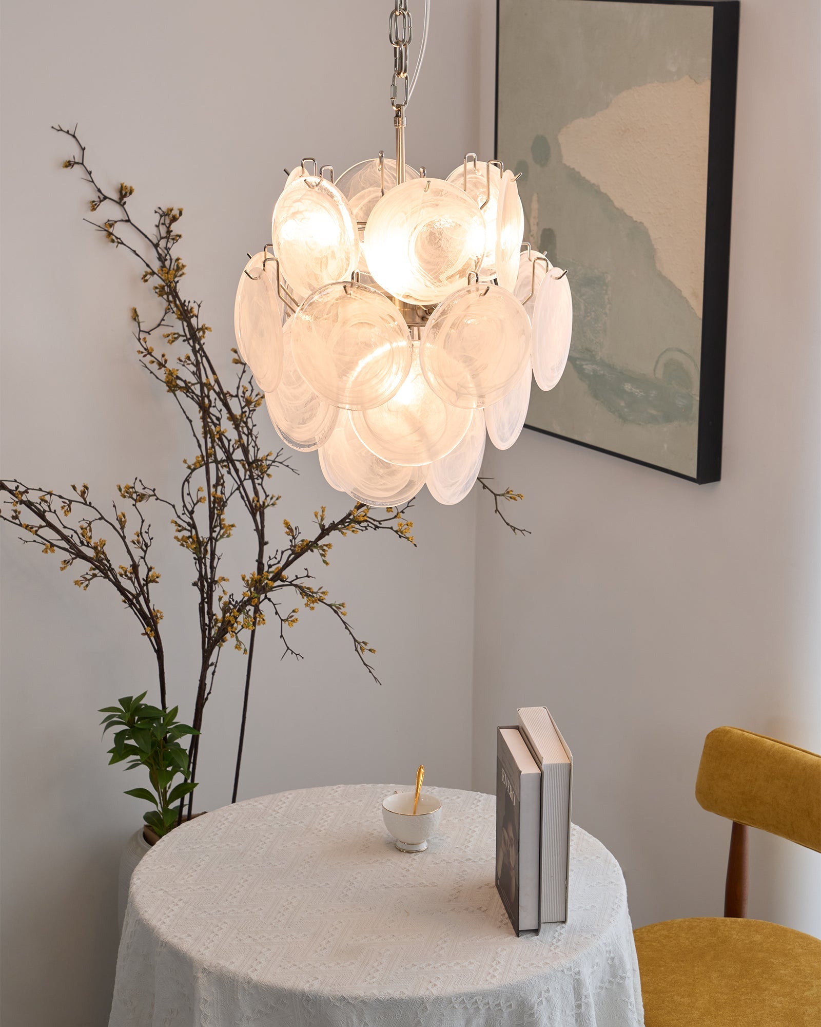Aurora Chandelier Apricot Murano Glass Disc Layered Artistic - Blowlighting