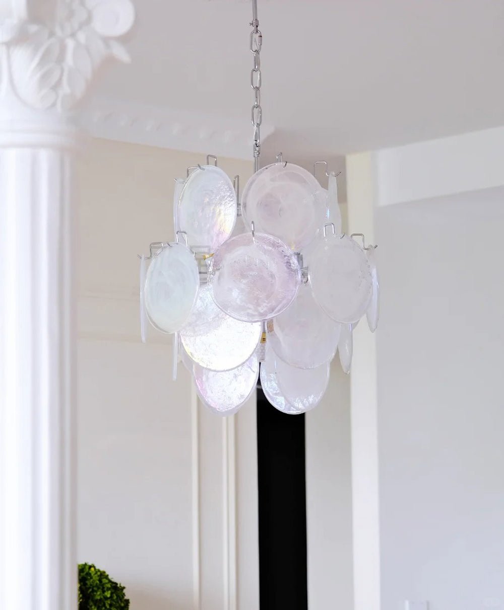 Aurora Chandelier Apricot Murano Glass Disc Layered Artistic - Blowlighting