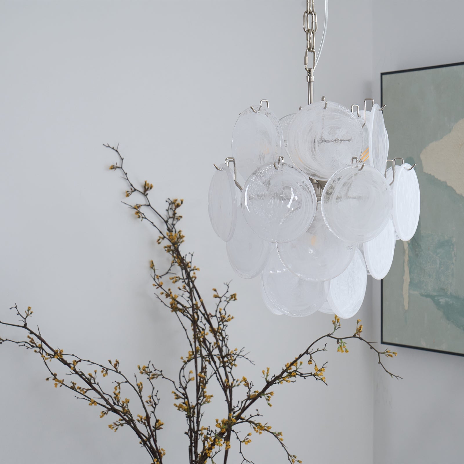 Aurora Chandelier Apricot Murano Glass Disc Layered Artistic - Blowlighting
