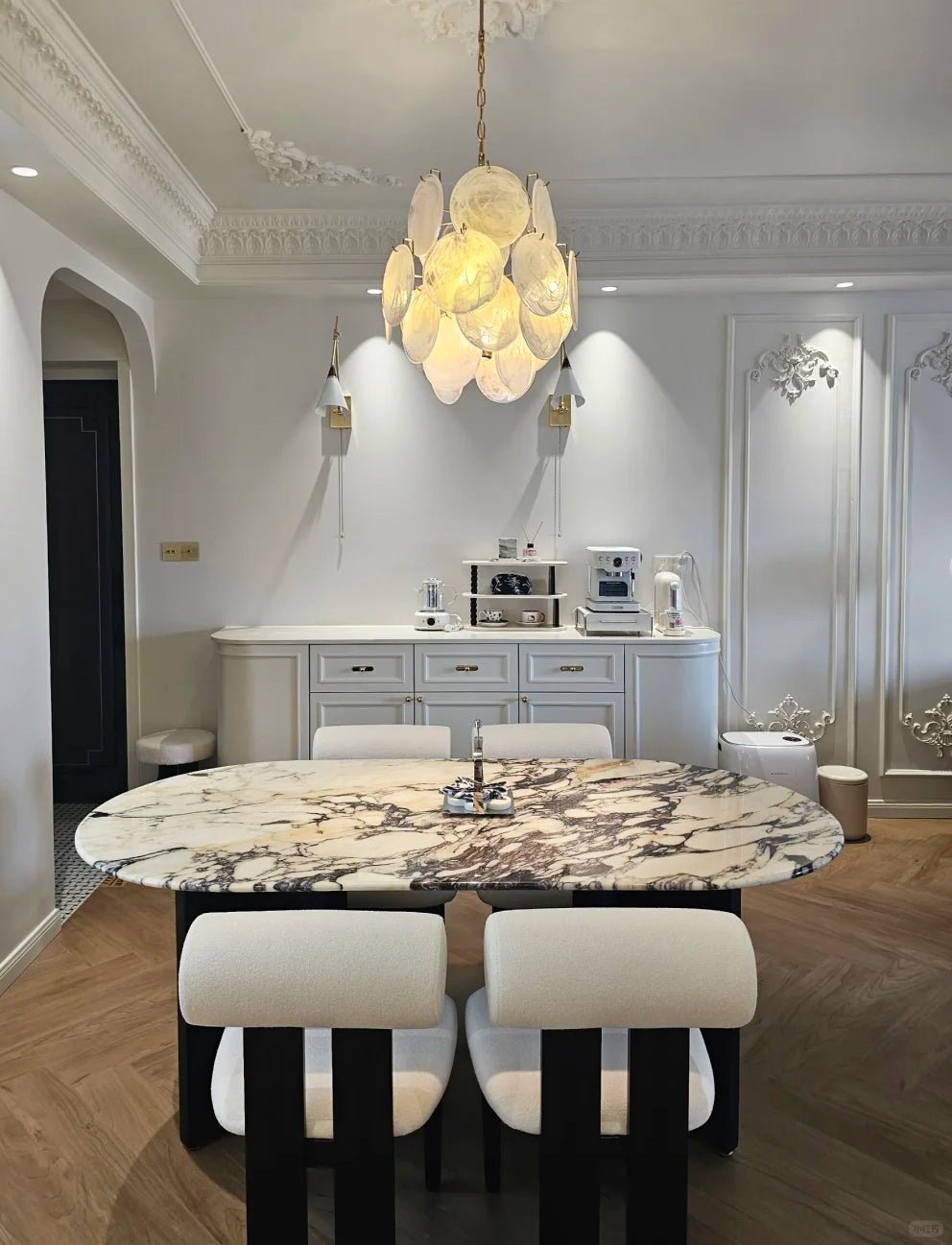 Aurora Chandelier Apricot Murano Glass Disc Layered Artistic - Blowlighting