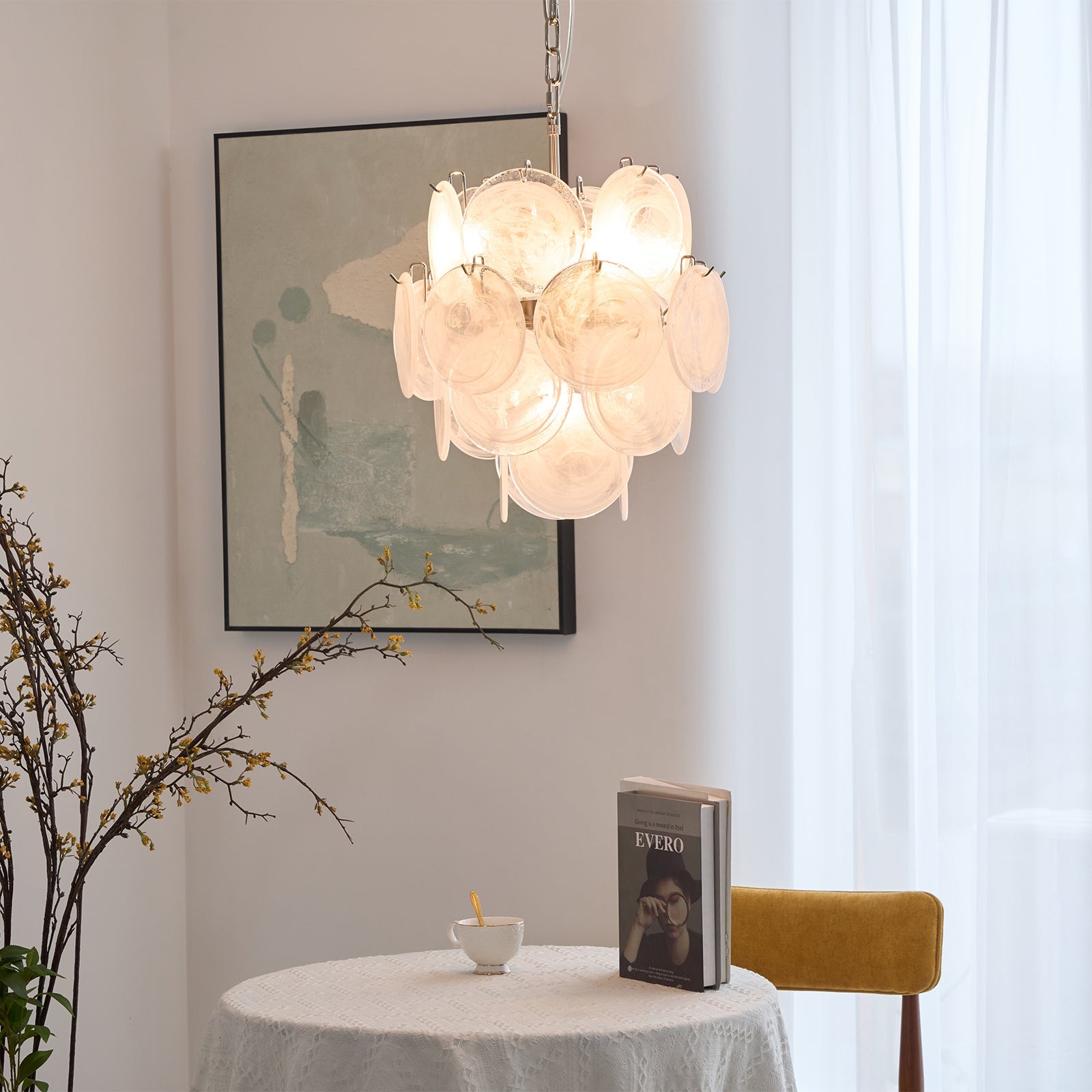 Aurora Chandelier Apricot Murano Glass Disc Layered Artistic - Blowlighting