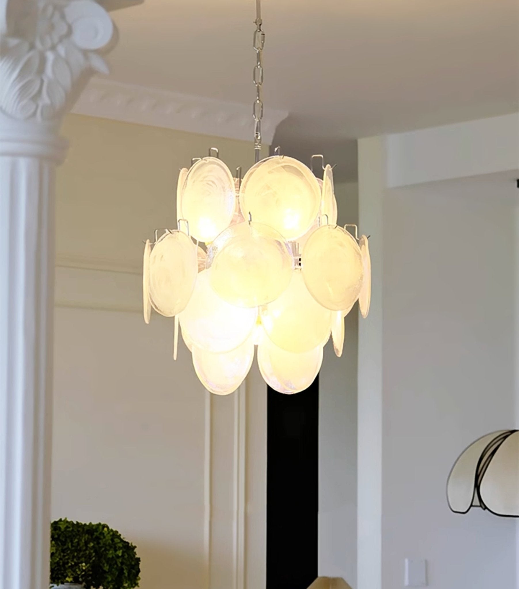 Aurora Chandelier Apricot Murano Glass Disc Layered Artistic - Blowlighting