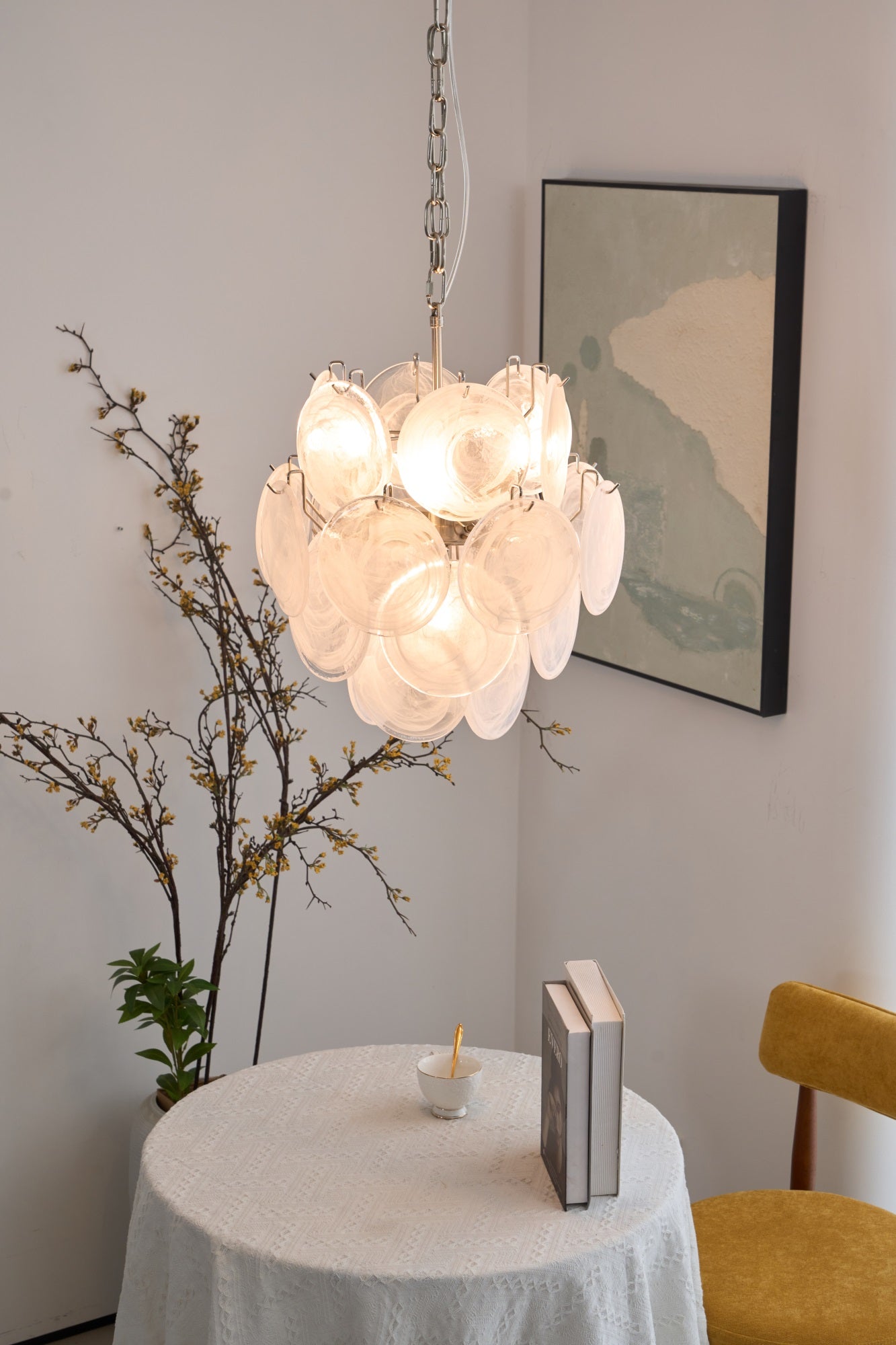 Aurora Chandelier Apricot Murano Glass Disc Layered Artistic - Blowlighting
