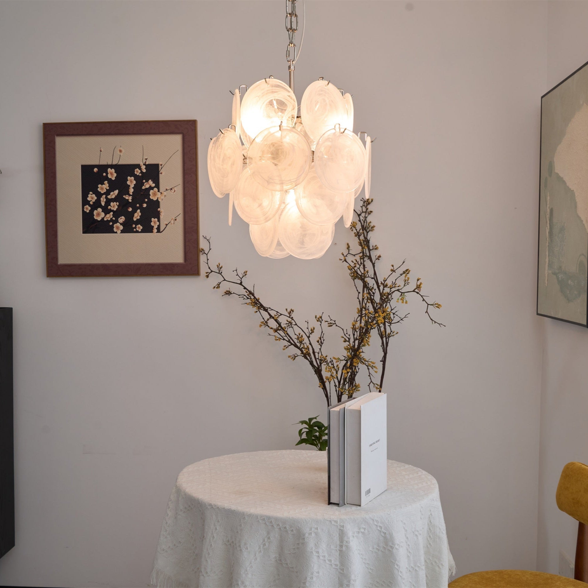 Aurora Chandelier Apricot Murano Glass Disc Layered Artistic - Blowlighting