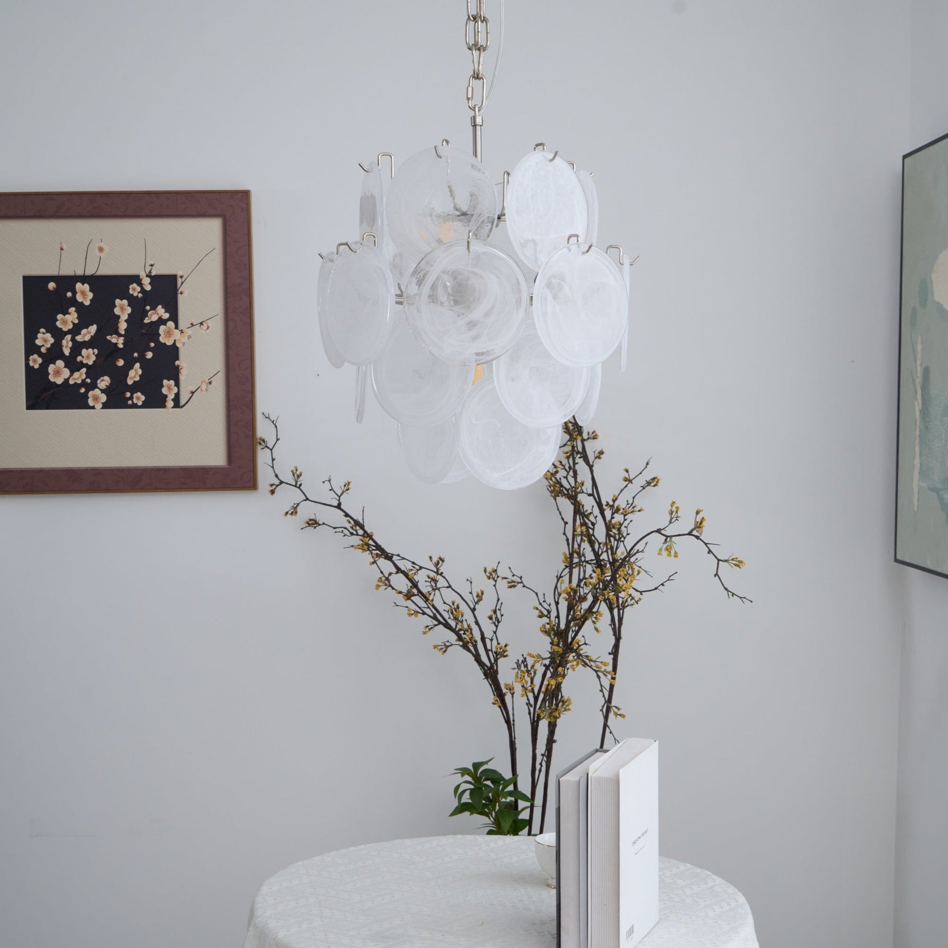 Aurora Chandelier Apricot Murano Glass Disc Layered Artistic - Blowlighting