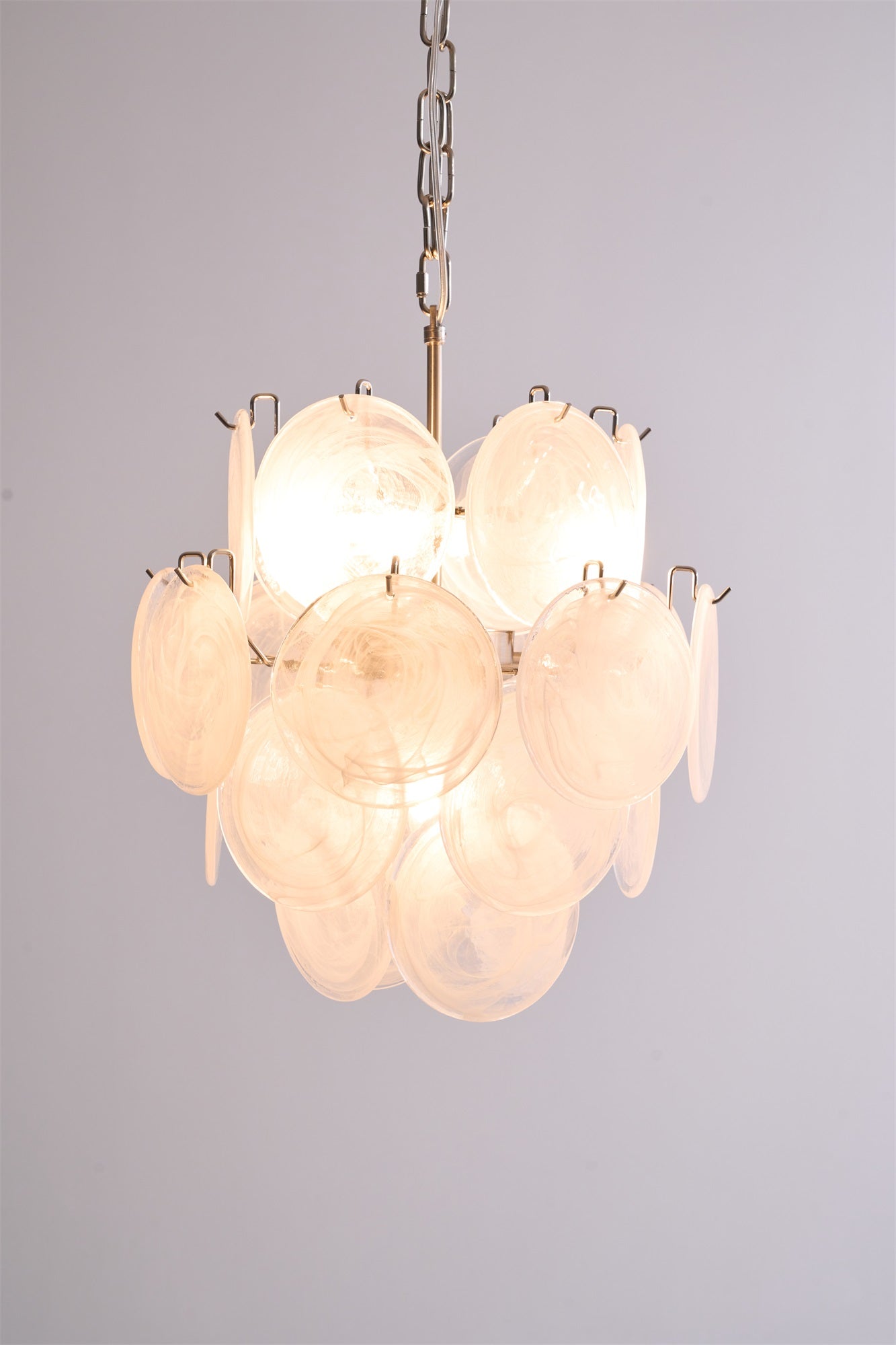 Aurora Chandelier Apricot Murano Glass Disc Layered Artistic - Blowlighting