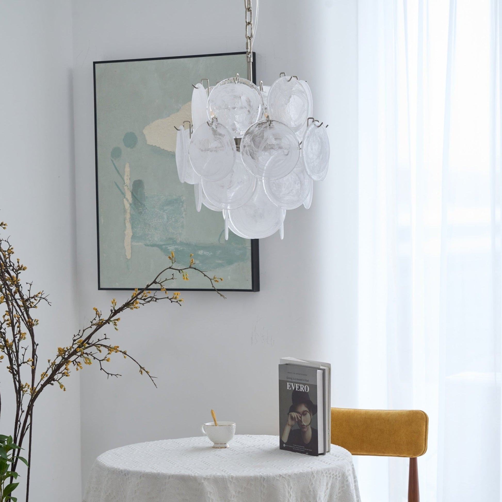Aurora Chandelier Apricot Murano Glass Disc Layered Artistic - Blowlighting