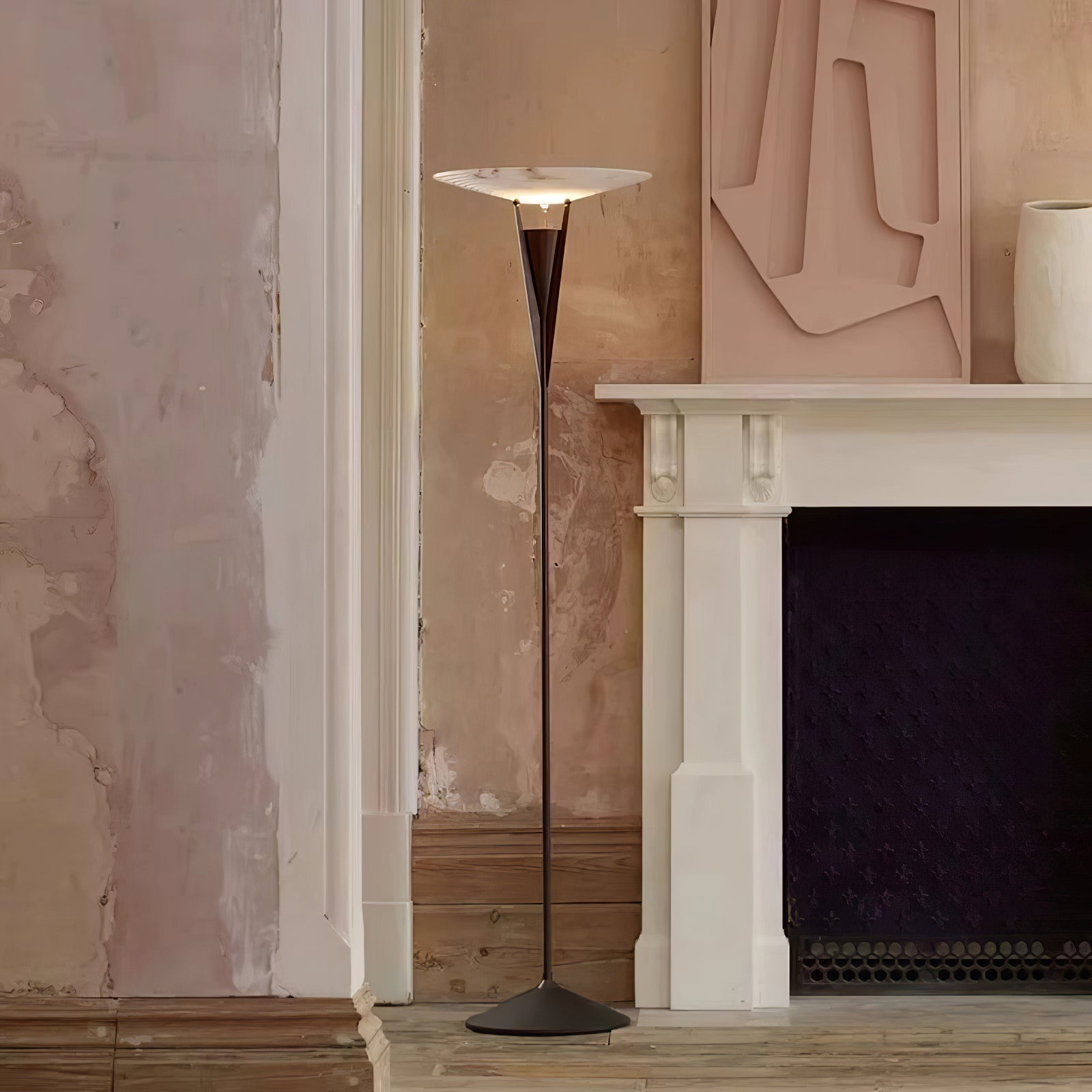 Veloros Cone Alabaster Floor Lamp - Blowlighting