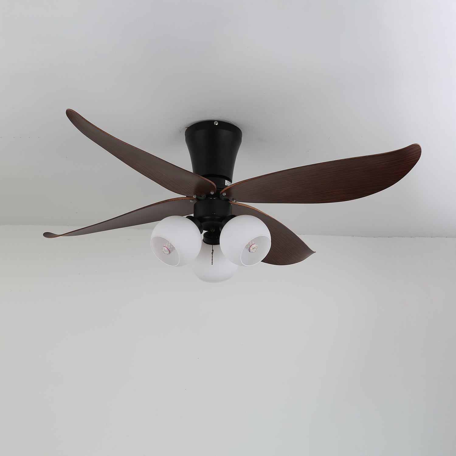 Selina Vintage Wood Glass Ceiling Fan Light - Blowlighting