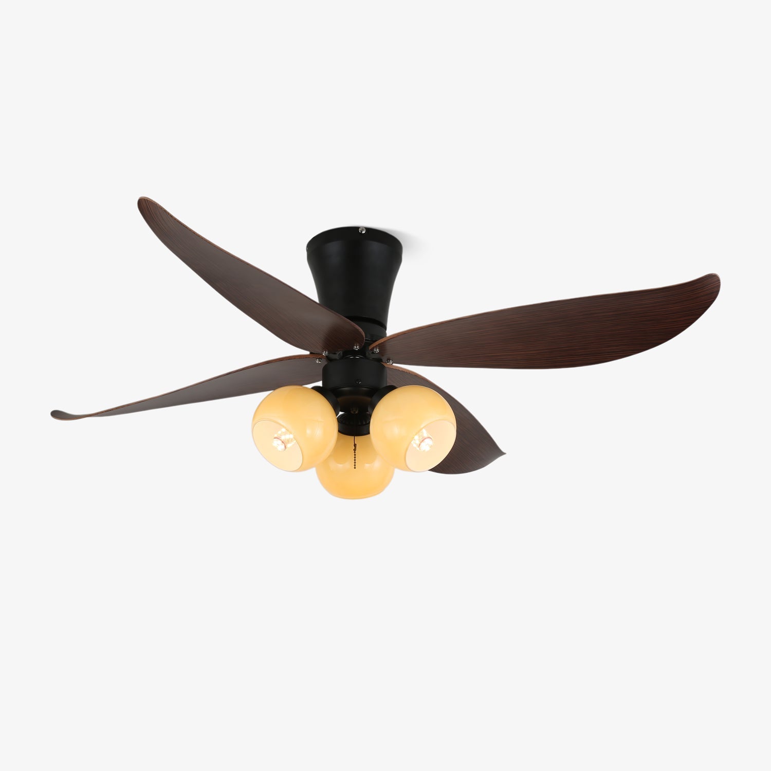 Selina Vintage Wood Glass Ceiling Fan Light - Blowlighting