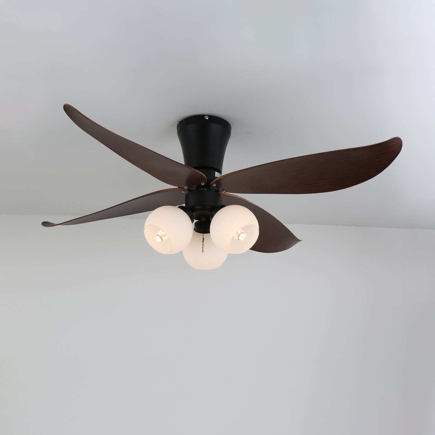 Selina Vintage Wood Glass Ceiling Fan Light - Blowlighting