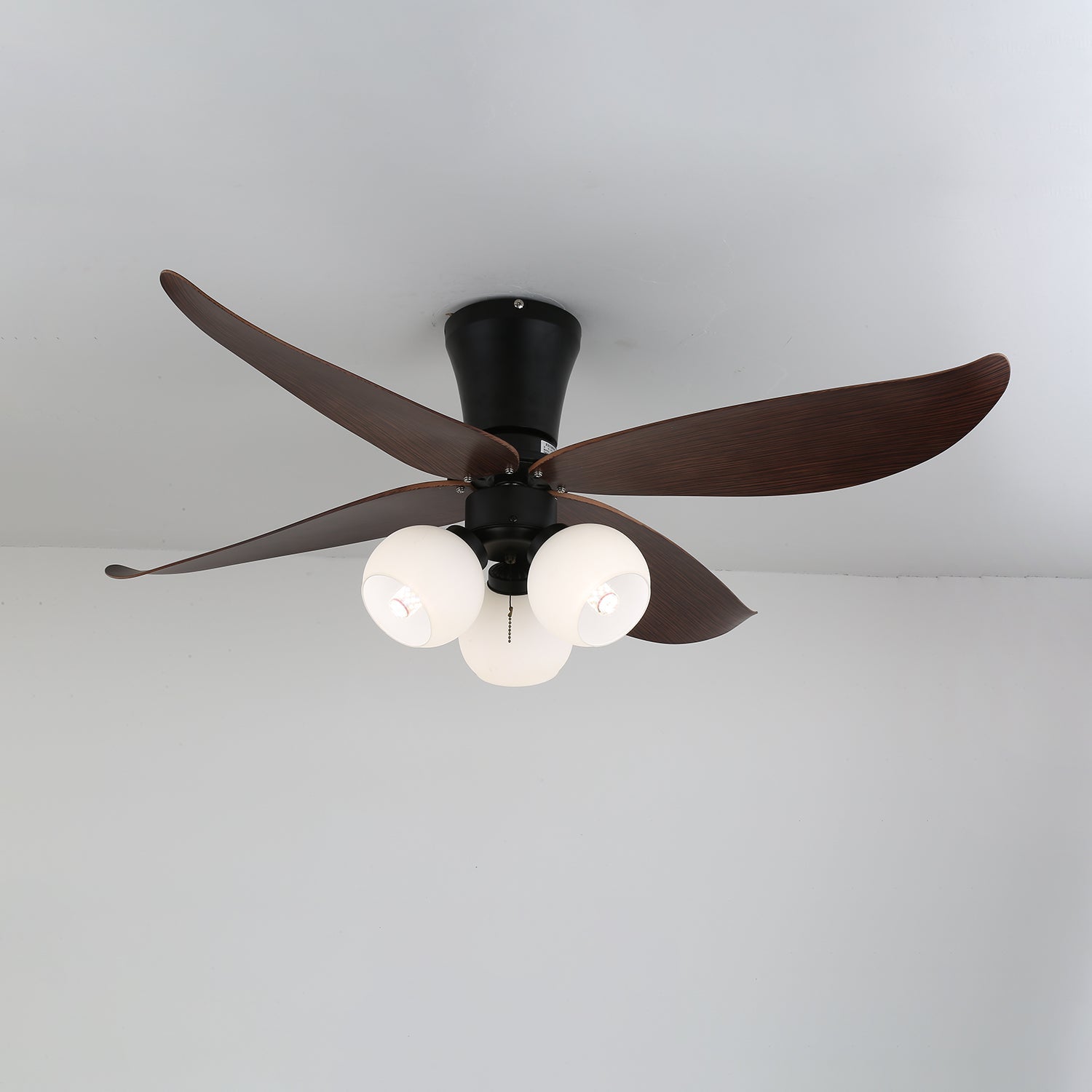 Selina Vintage Wood Glass Ceiling Fan Light - Blowlighting