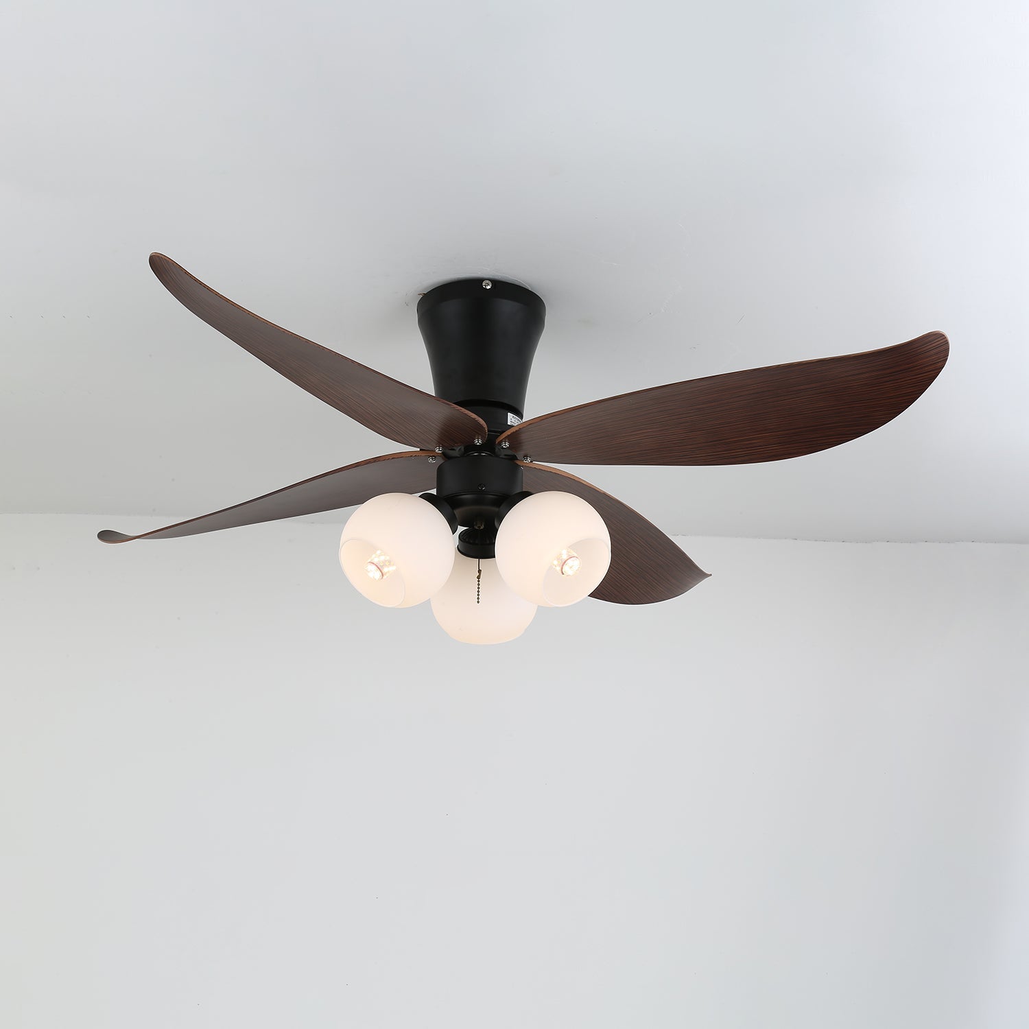 Selina Vintage Wood Glass Ceiling Fan Light - Blowlighting