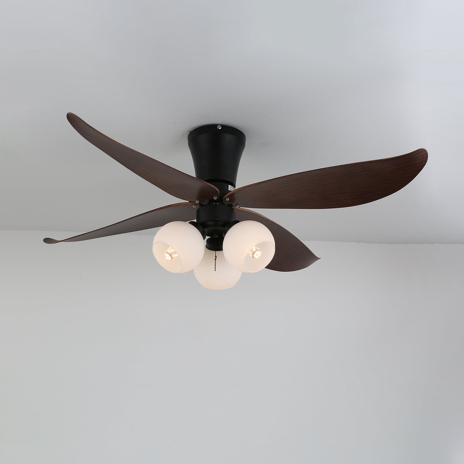 Selina Vintage Wood Glass Ceiling Fan Light - Blowlighting
