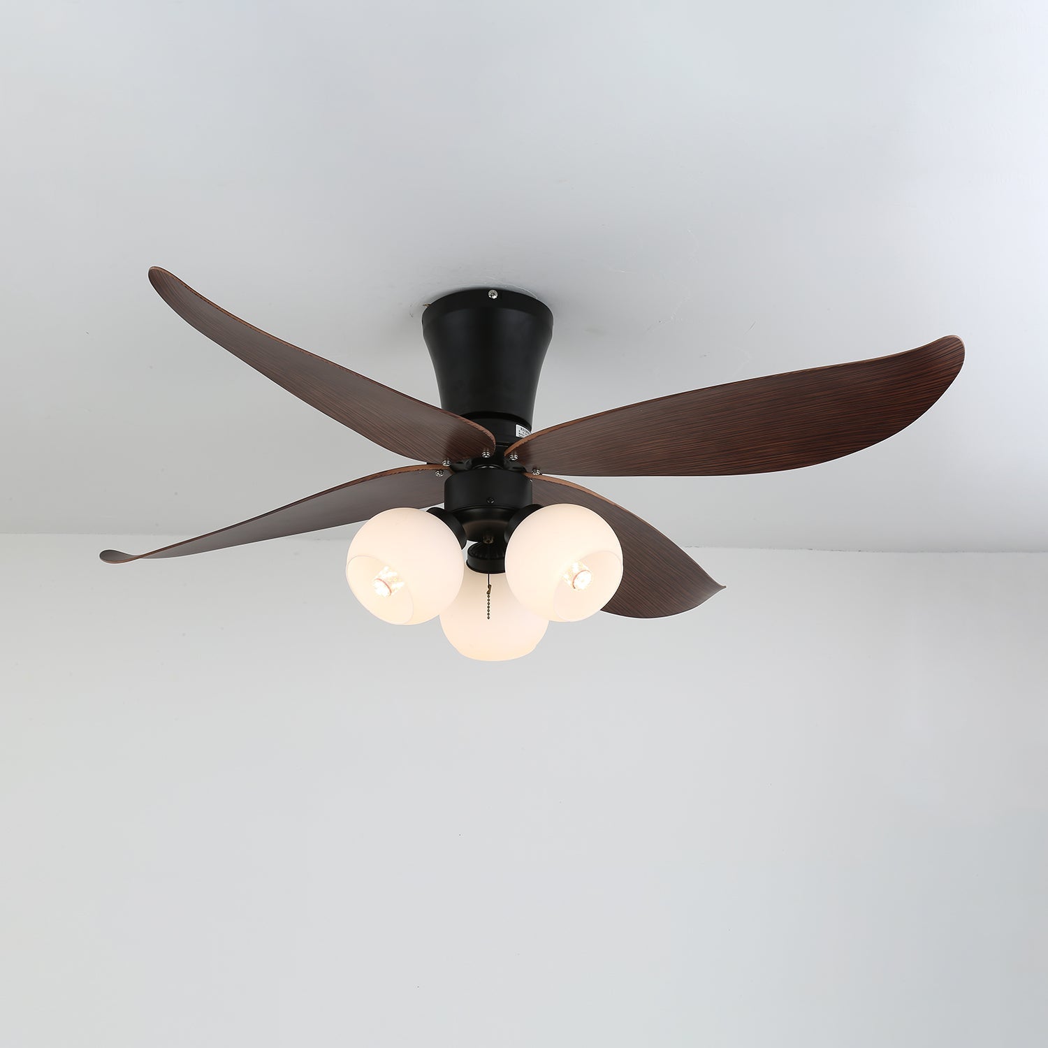 Selina Vintage Wood Glass Ceiling Fan Light - Blowlighting