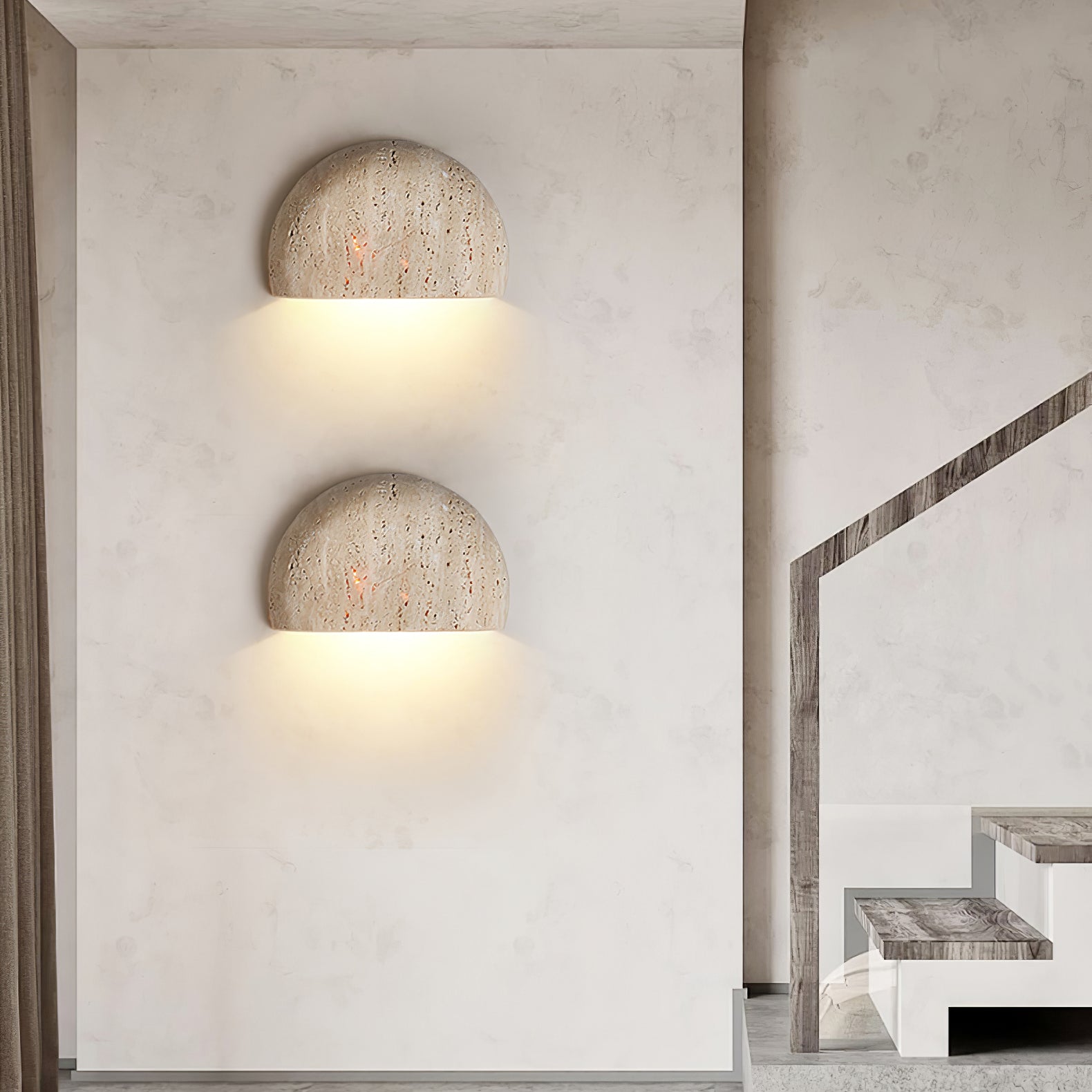 Armarel Half Moon Travertine Wall Light - Blowlighting
