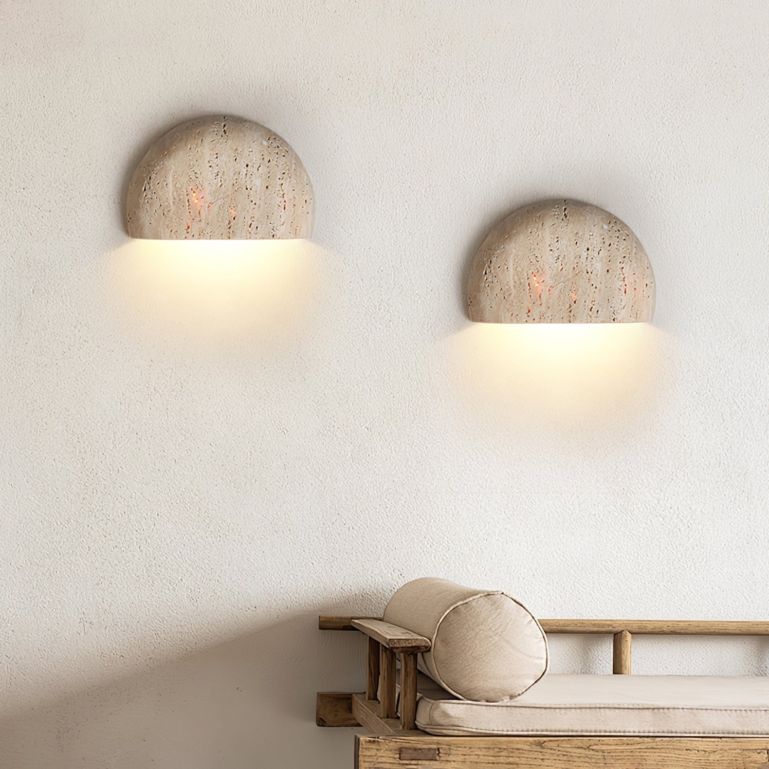 Armarel Half Moon Travertine Wall Light - Blowlighting