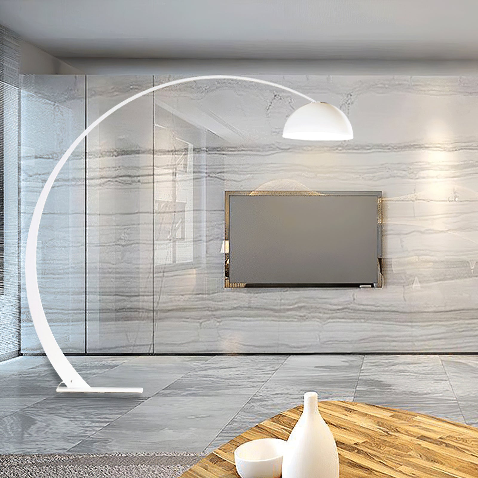 Cutalus Curved Black Metal Arc Floor Lamp - Blowlighting