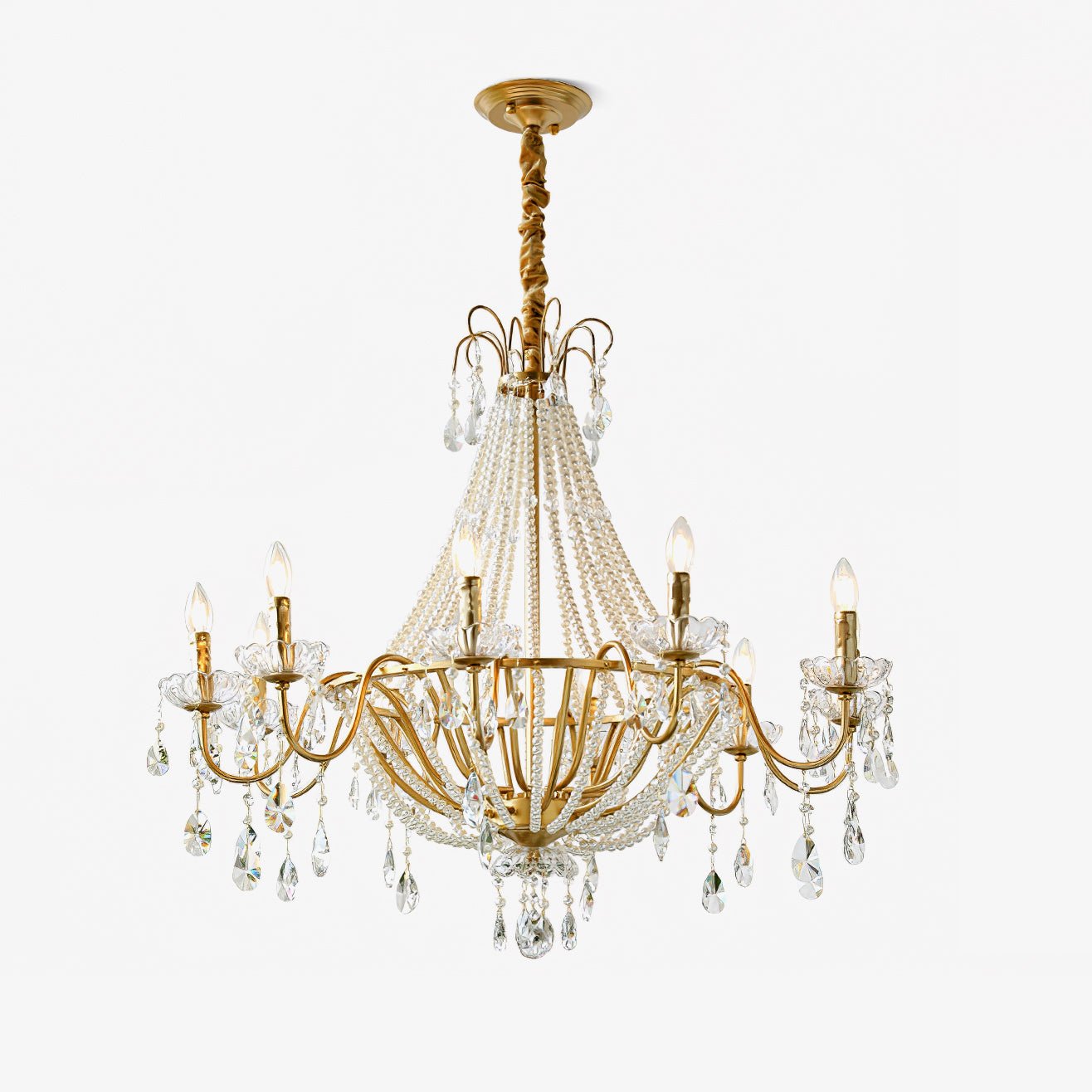 Eurvaros Vintage Crystal Brass Chandelier - Blowlighting