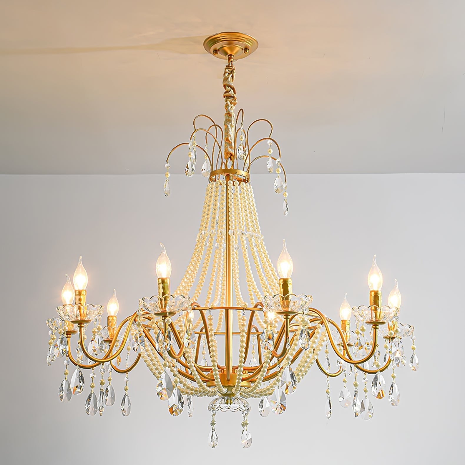 Eurvaros Vintage Crystal Brass Chandelier - Blowlighting