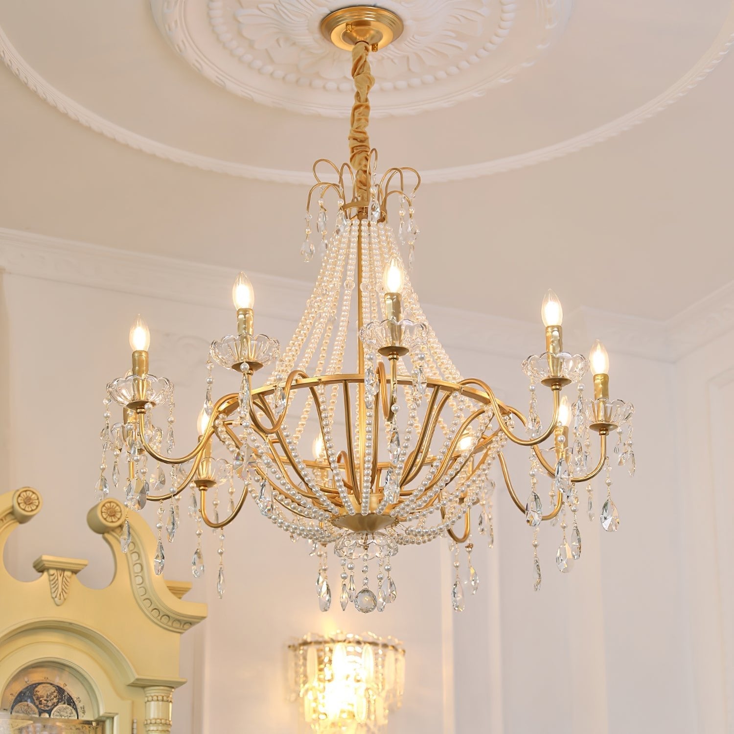 Eurvaros Vintage Crystal Brass Chandelier - Blowlighting
