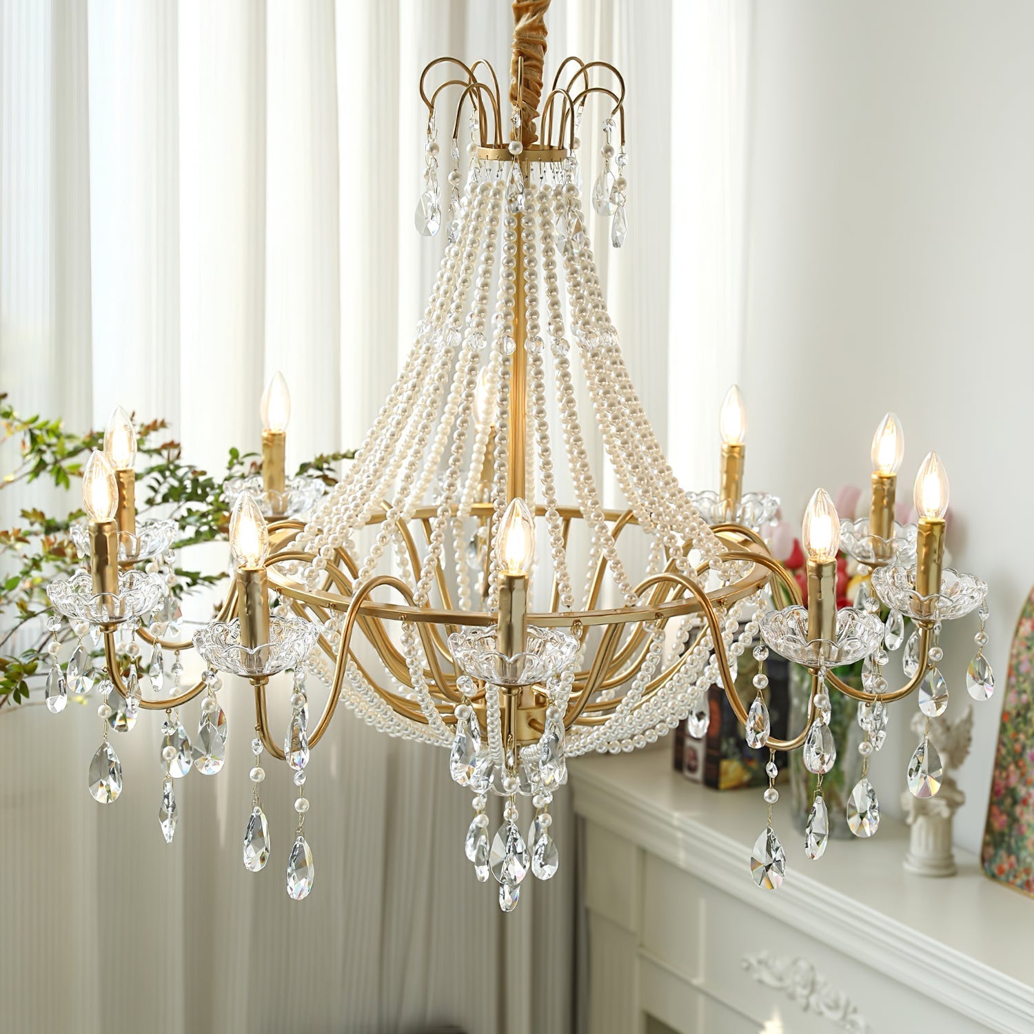 Eurvaros Vintage Crystal Brass Chandelier - Blowlighting